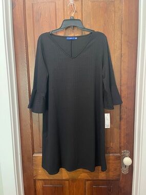 Apt. 9 Black V-Neck A-Line Dress with Bell Sleeves